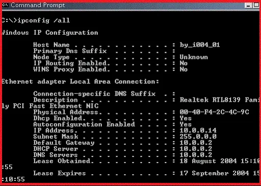 Ipconfig All CMD H202