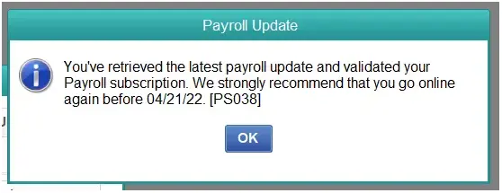 QuickBooks Desktop Payroll Error PS038