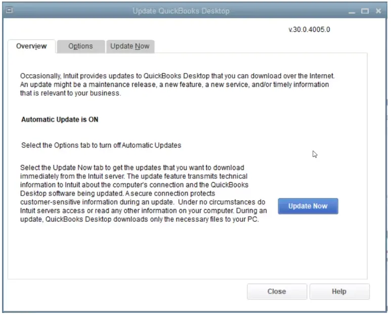 In update QuickBooks Desktop, tap on Update now