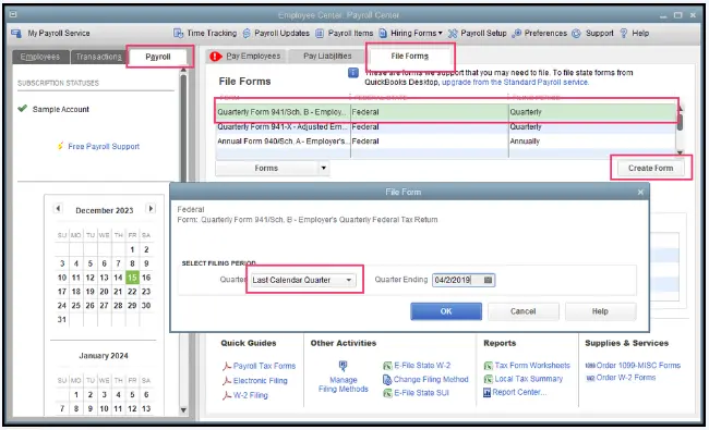 e-file quickbooks form 941